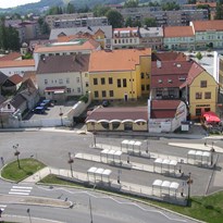 výhled z věže na autobusové nádraží ve Voticích